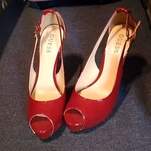 Guess Red platform heels